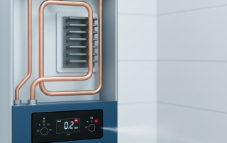 Manómetro de una caldera mostrando baja presión, simbolizando la pérdida de presión del sistema de calefacción.